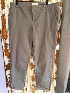 LOFT Marisa Girlfriend Chino Pants Gray Size 14 Corporate Capsule SoftGirl Chic